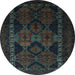 Round Persian Light Blue Traditional Rug, tr2501lblu