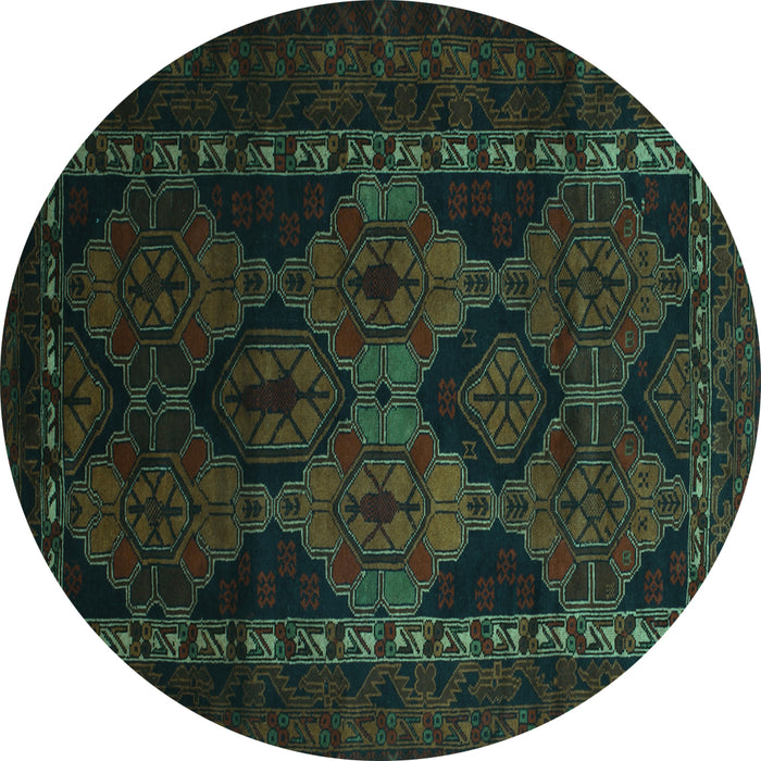 Round Persian Turquoise Traditional Rug, tr2501turq