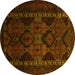 Round Machine Washable Persian Yellow Traditional Rug, wshtr2501yw