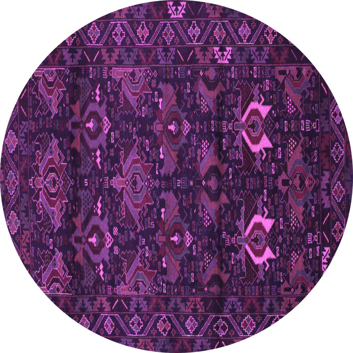 Round Persian Purple Traditional Rug, tr2502pur