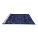 Sideview of Machine Washable Persian Blue Traditional Rug, wshtr2502blu