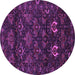 Round Machine Washable Persian Purple Traditional Area Rugs, wshtr2502pur