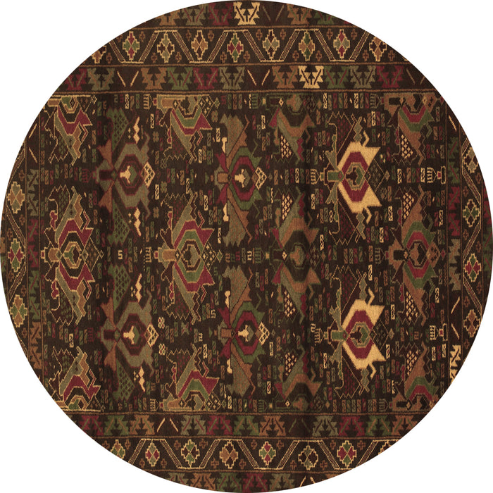 Round Machine Washable Persian Brown Traditional Rug, wshtr2502brn