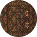 Round Machine Washable Persian Brown Traditional Rug, wshtr2502brn