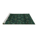 Sideview of Machine Washable Persian Turquoise Traditional Area Rugs, wshtr2502turq