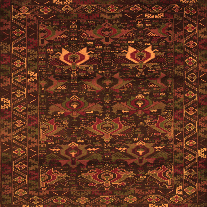 Round Machine Washable Persian Orange Traditional Area Rugs, wshtr2502org