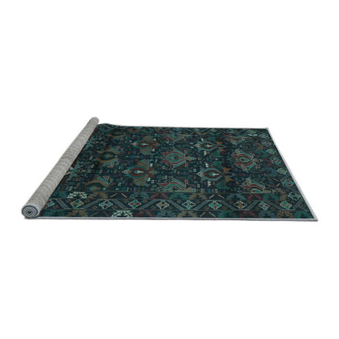 Sideview of Machine Washable Persian Light Blue Traditional Rug, wshtr2502lblu