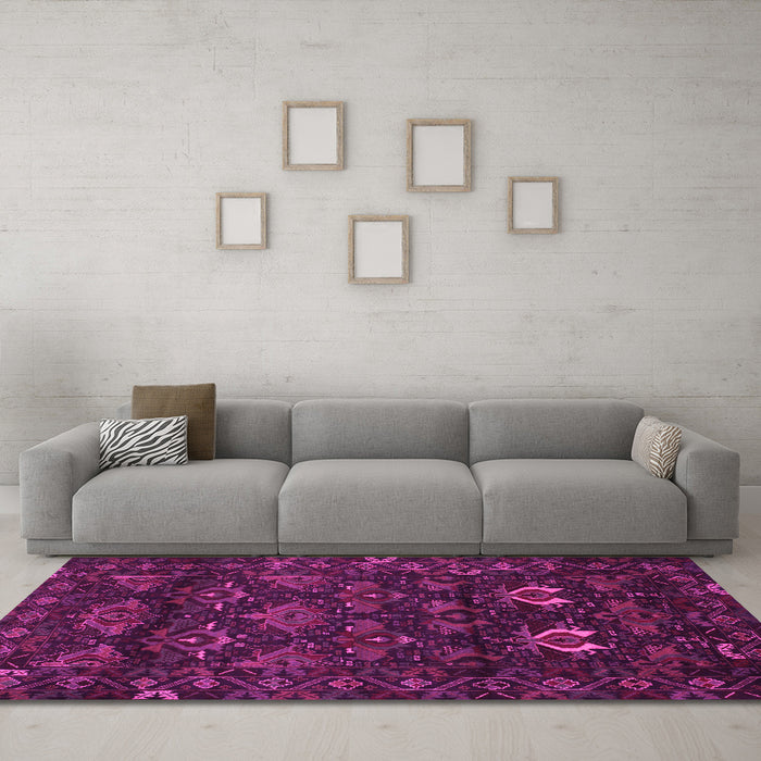Machine Washable Persian Pink Traditional Rug in a Living Room, wshtr2502pnk
