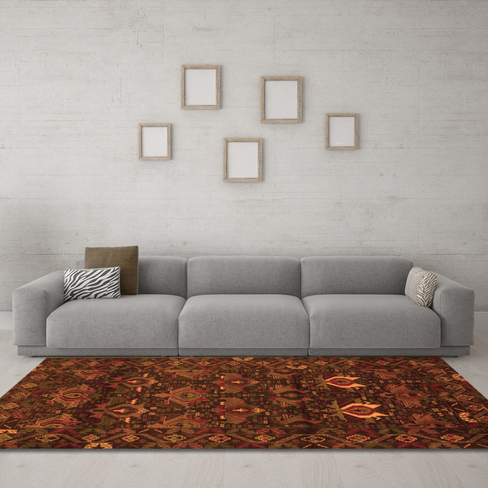 Machine Washable Persian Orange Traditional Area Rugs in a Living Room, wshtr2502org