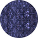 Round Machine Washable Persian Blue Traditional Rug, wshtr2502blu