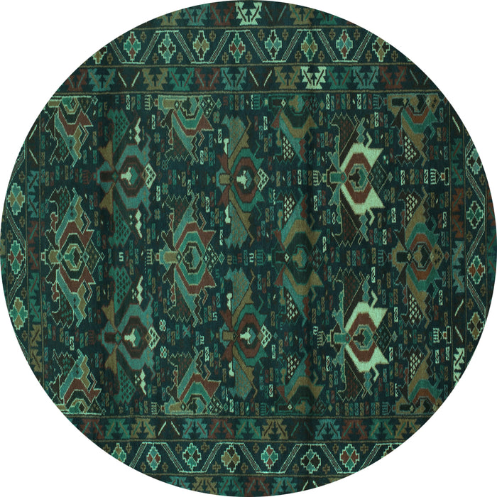 Round Persian Turquoise Traditional Rug, tr2502turq