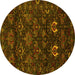 Round Persian Yellow Traditional Rug, tr2502yw