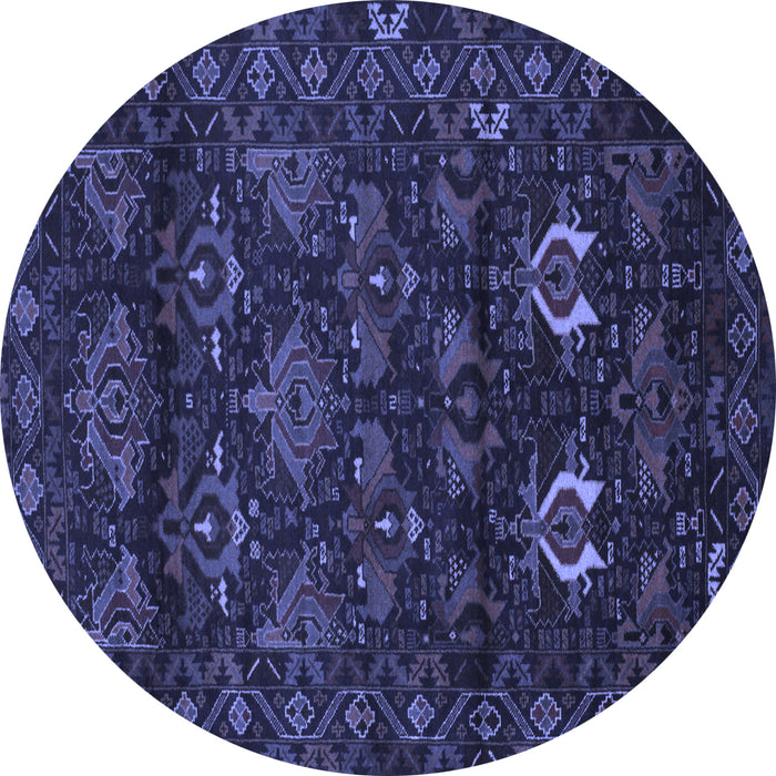 Round Persian Blue Traditional Rug, tr2502blu