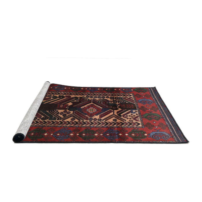 Sideview of Machine Washable Traditional Deep Red Rug, wshtr2503