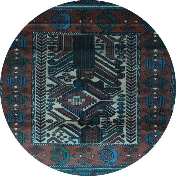 Round Machine Washable Persian Light Blue Traditional Rug, wshtr2503lblu