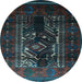 Round Persian Light Blue Traditional Rug, tr2503lblu
