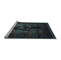 Sideview of Machine Washable Persian Light Blue Traditional Rug, wshtr2503lblu