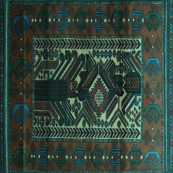 Square Machine Washable Persian Turquoise Traditional Area Rugs, wshtr2503turq