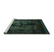 Sideview of Machine Washable Persian Turquoise Traditional Area Rugs, wshtr2503turq