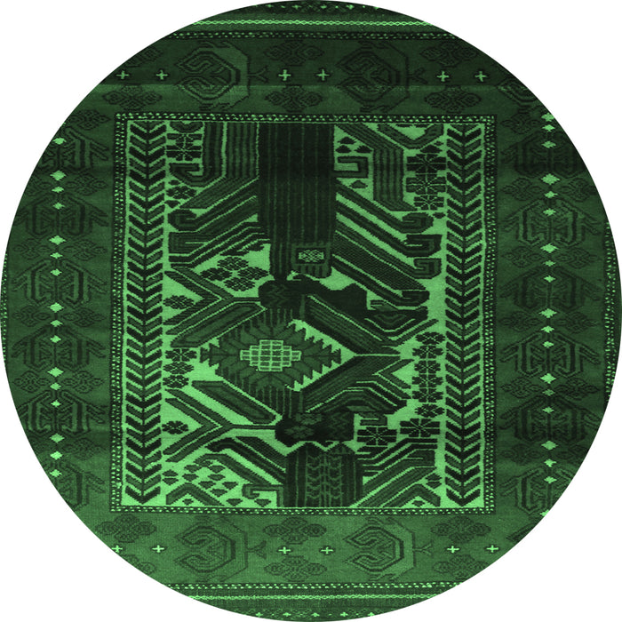 Round Persian Emerald Green Traditional Rug, tr2503emgrn