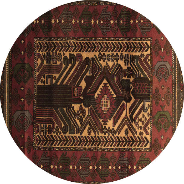 Round Machine Washable Persian Brown Traditional Rug, wshtr2503brn