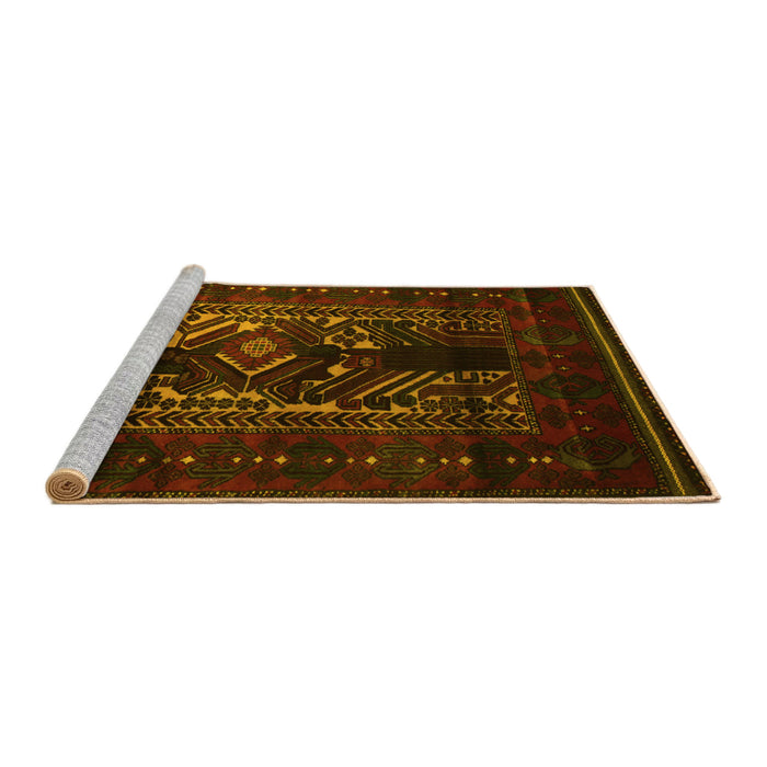Sideview of Machine Washable Persian Yellow Traditional Rug, wshtr2503yw