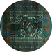 Round Persian Turquoise Traditional Rug, tr2503turq