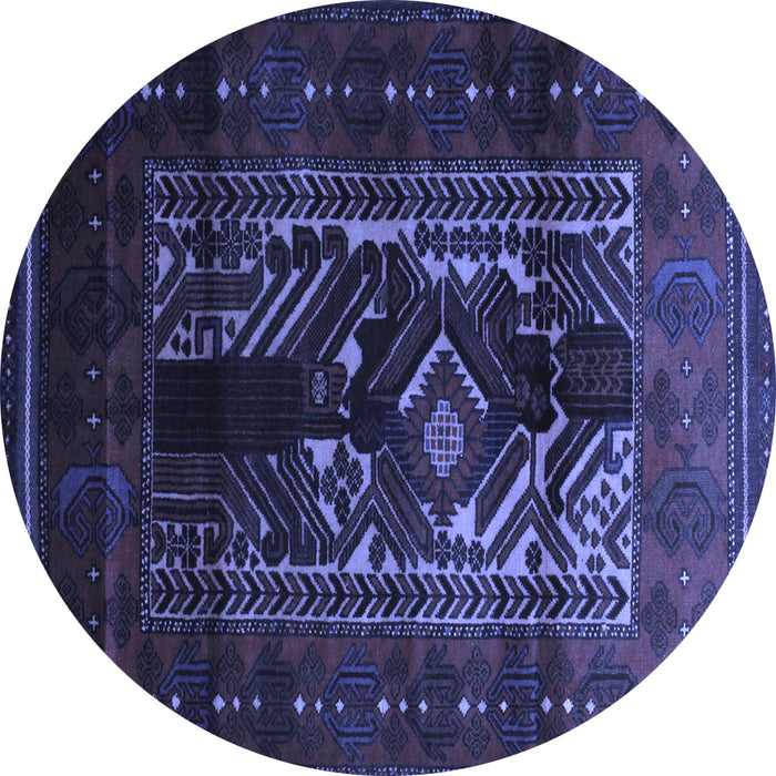Round Persian Blue Traditional Rug, tr2503blu