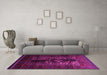 Machine Washable Persian Pink Traditional Rug in a Living Room, wshtr2503pnk