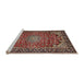 Sideview of Machine Washable Traditional Saffron Red Rug, wshtr2504