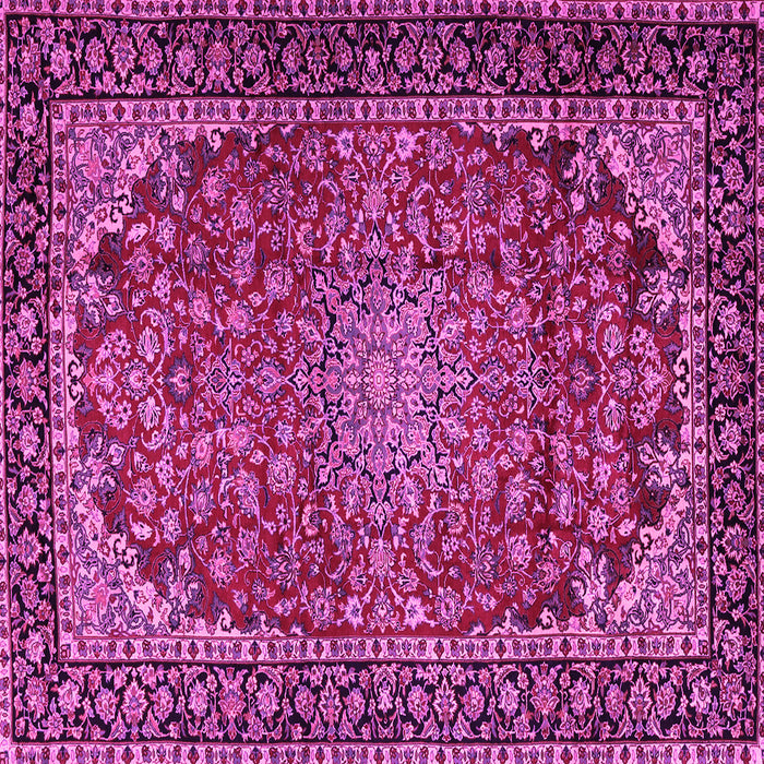 Square Machine Washable Persian Pink Traditional Rug, wshtr2504pnk