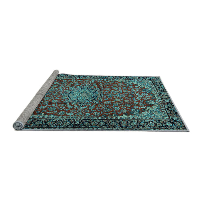 Sideview of Machine Washable Persian Light Blue Traditional Rug, wshtr2504lblu