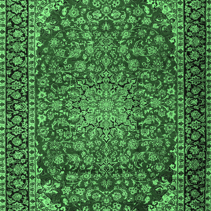 Machine Washable Persian Emerald Green Traditional Area Rugs, wshtr2504emgrn