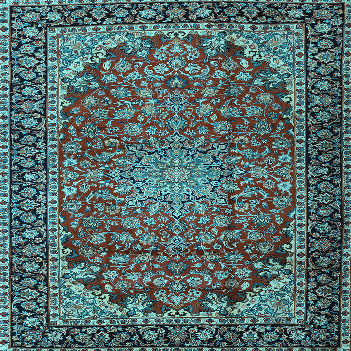 Square Machine Washable Persian Light Blue Traditional Rug, wshtr2504lblu