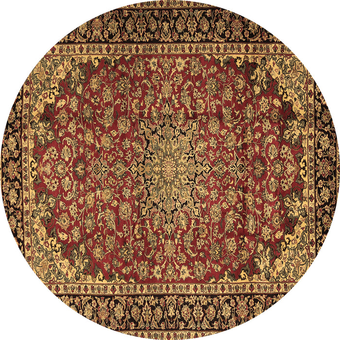 Round Persian Brown Traditional Rug, tr2504brn