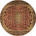 Round Persian Brown Traditional Rug, tr2504brn