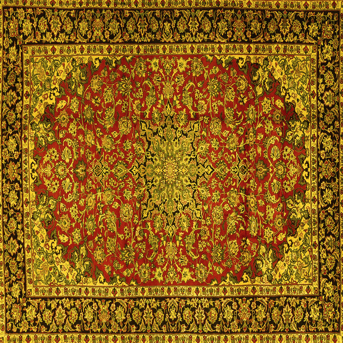 Square Machine Washable Persian Yellow Traditional Rug, wshtr2504yw