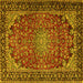 Square Machine Washable Persian Yellow Traditional Rug, wshtr2504yw