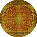 Round Persian Yellow Traditional Rug, tr2504yw