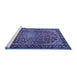 Sideview of Machine Washable Persian Blue Traditional Rug, wshtr2504blu