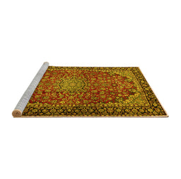 Sideview of Machine Washable Persian Yellow Traditional Rug, wshtr2504yw