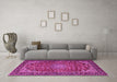 Machine Washable Persian Pink Traditional Rug in a Living Room, wshtr2504pnk