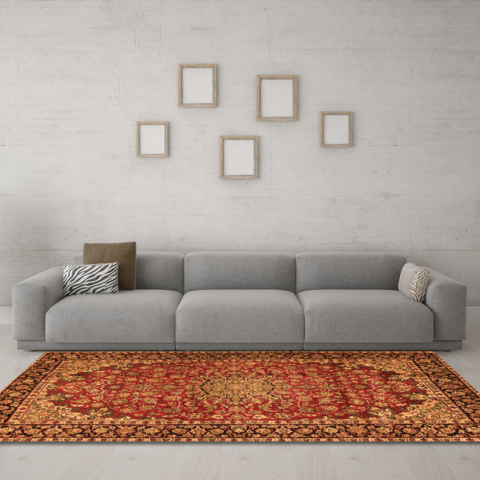 Machine Washable Persian Orange Traditional Area Rugs in a Living Room, wshtr2504org