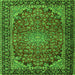 Round Machine Washable Persian Green Traditional Area Rugs, wshtr2504grn