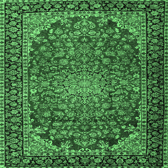 Square Persian Emerald Green Traditional Rug, tr2504emgrn