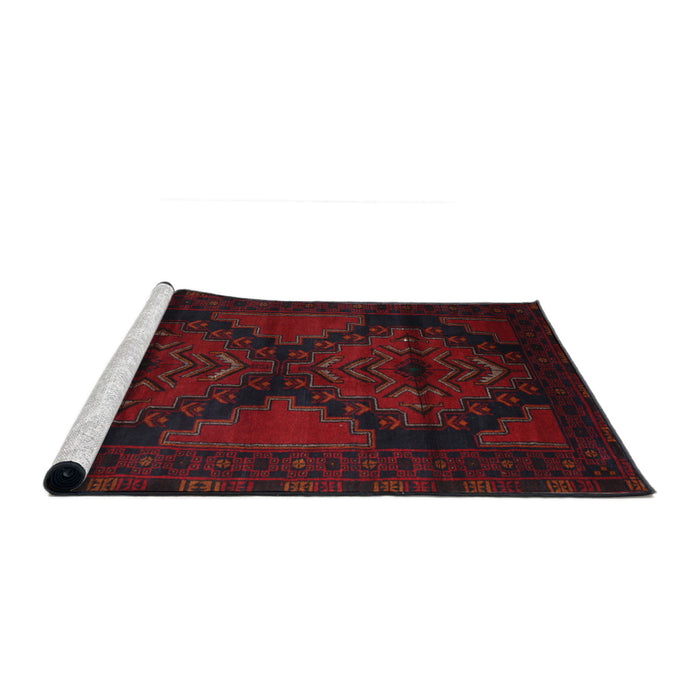 Sideview of Machine Washable Traditional Burgundy Brown Rug, wshtr2505