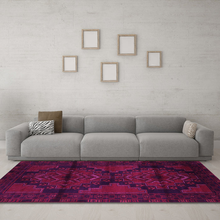 Machine Washable Persian Pink Traditional Rug in a Living Room, wshtr2505pnk
