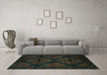 Machine Washable Persian Turquoise Traditional Area Rugs in a Living Room,, wshtr2505turq