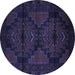 Round Persian Blue Traditional Rug, tr2505blu