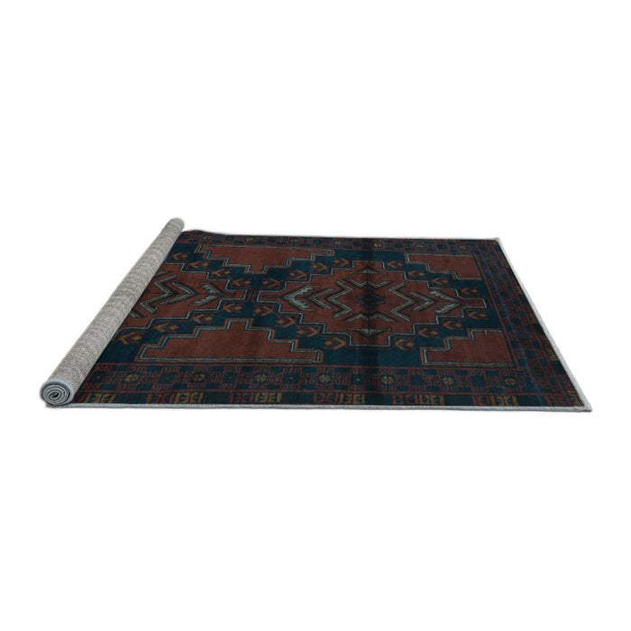 Sideview of Machine Washable Persian Light Blue Traditional Rug, wshtr2505lblu